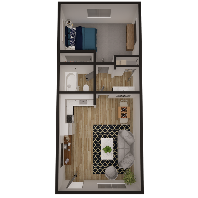 1x1 613sf Classic 2119 floor plan